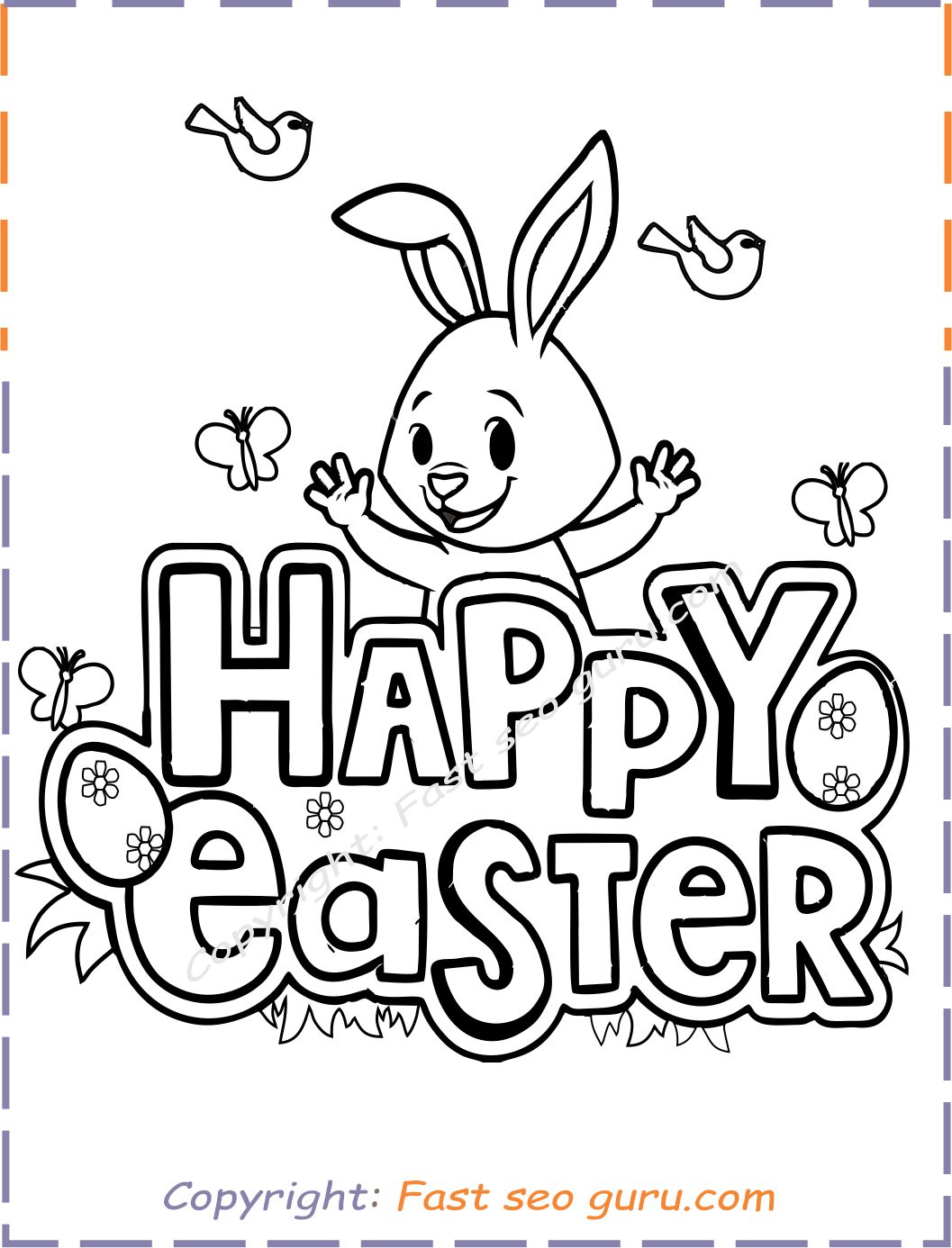 Happy easter card coloring pages print out